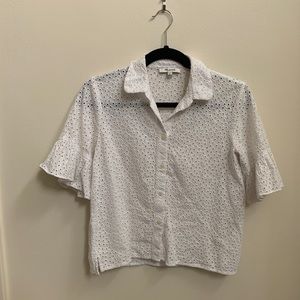 Madewell Eyelet cropped button down